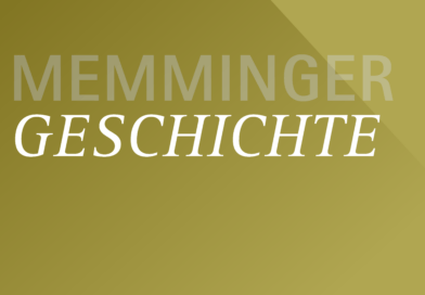 Memmingen im Dreißigjährigen Krieg Schriftzug Memminger Geschichte auf goldenem Grund