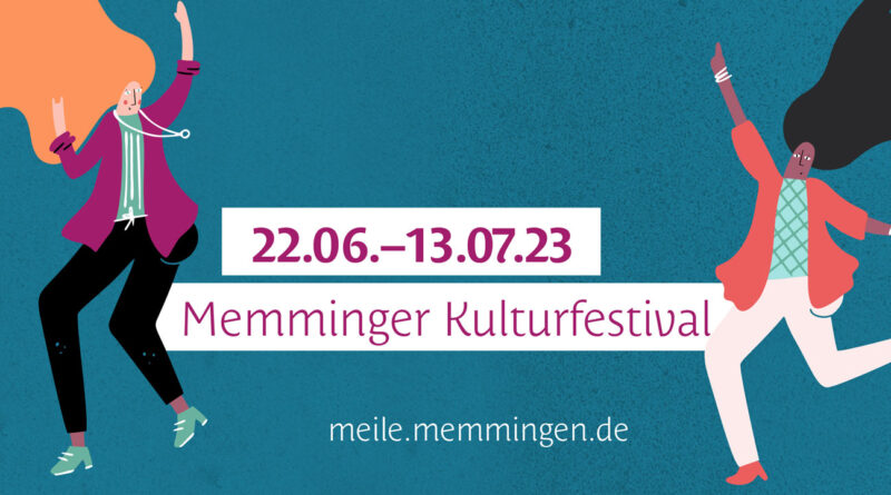 Illustration tanzender Menschen um den Schriftzug Memminger Kulturfestival