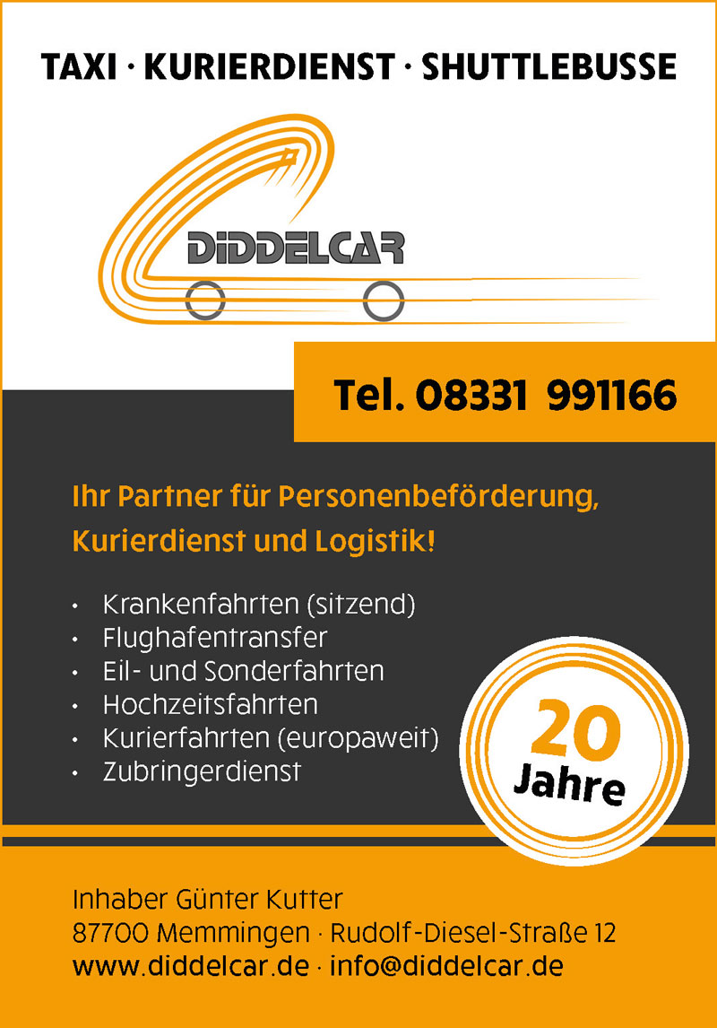 Anzeige diddelcar Taxiunternehmen