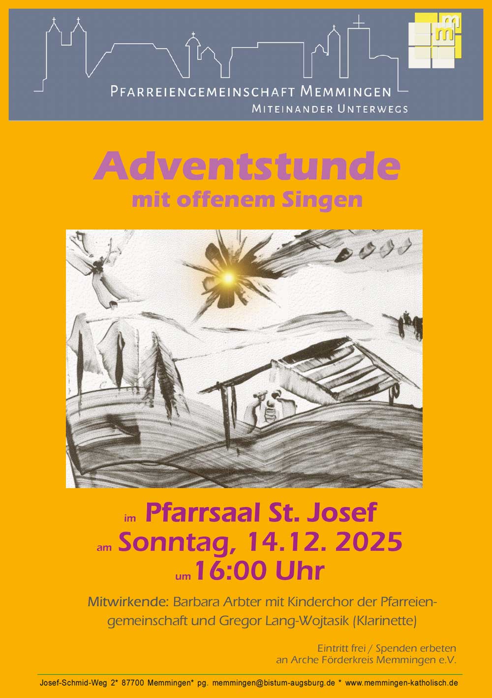 Anzeige für Adventsingen in St. Josef