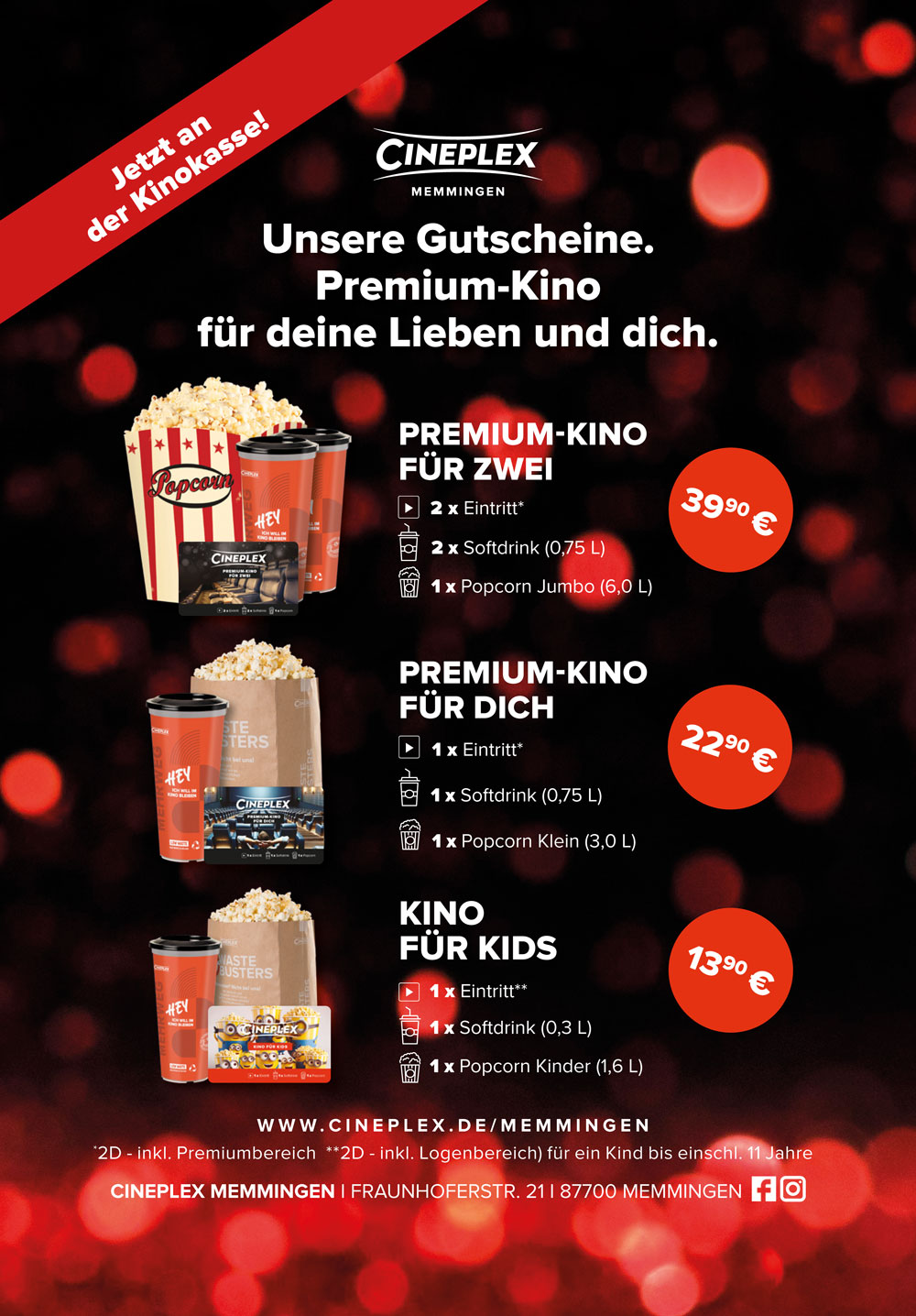 Anzeige Gutscheine Cineplex