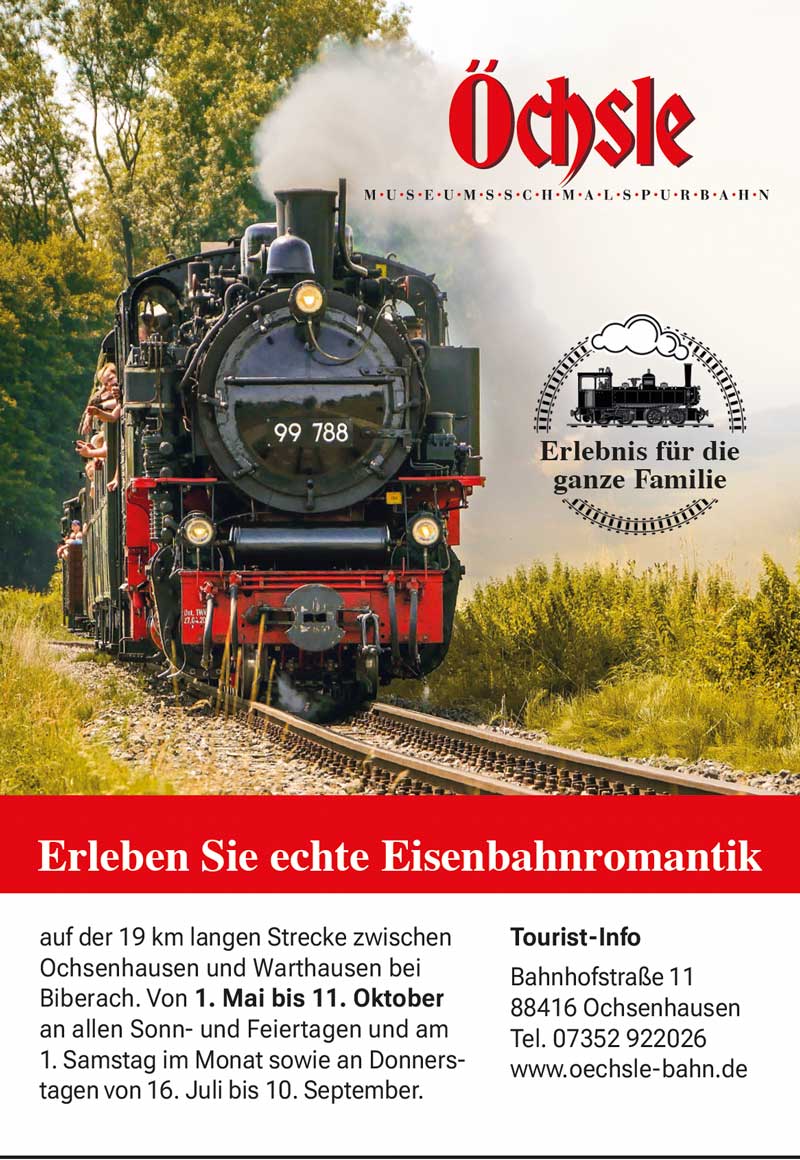 Anzeige der Öchsle Bahn Ochsenhausen