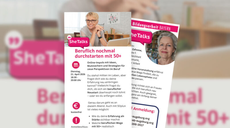 Beruflich nochmal durchstarten mit 50+ Ausschnitt des Programmflyers zur Veranstaltung